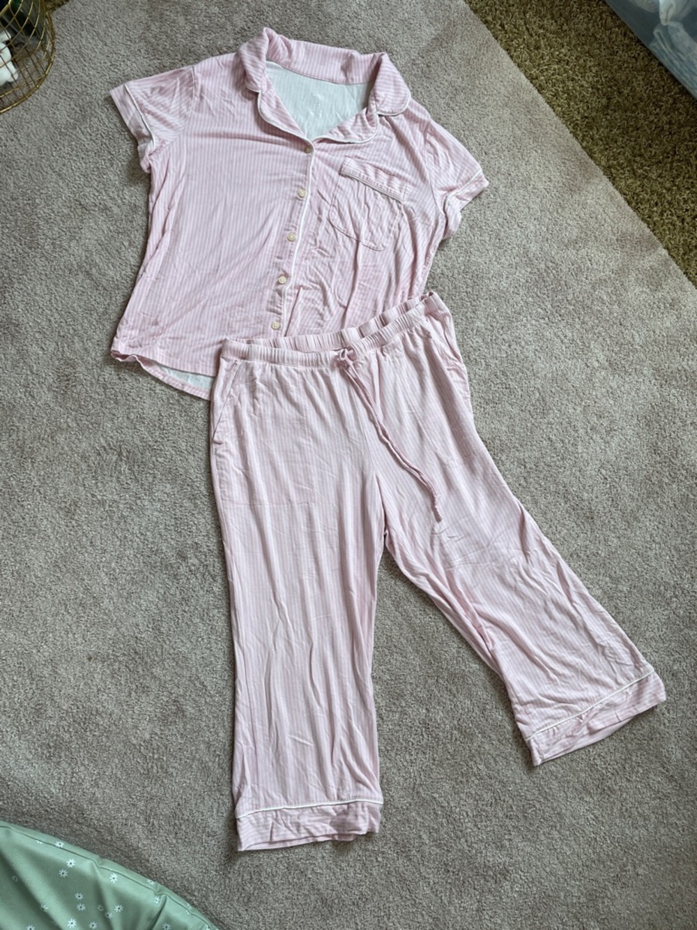 Light Pink Auden soft Two-Piece Pajama Set with pockets